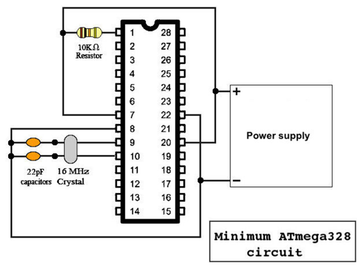 схема включения Atmega 328